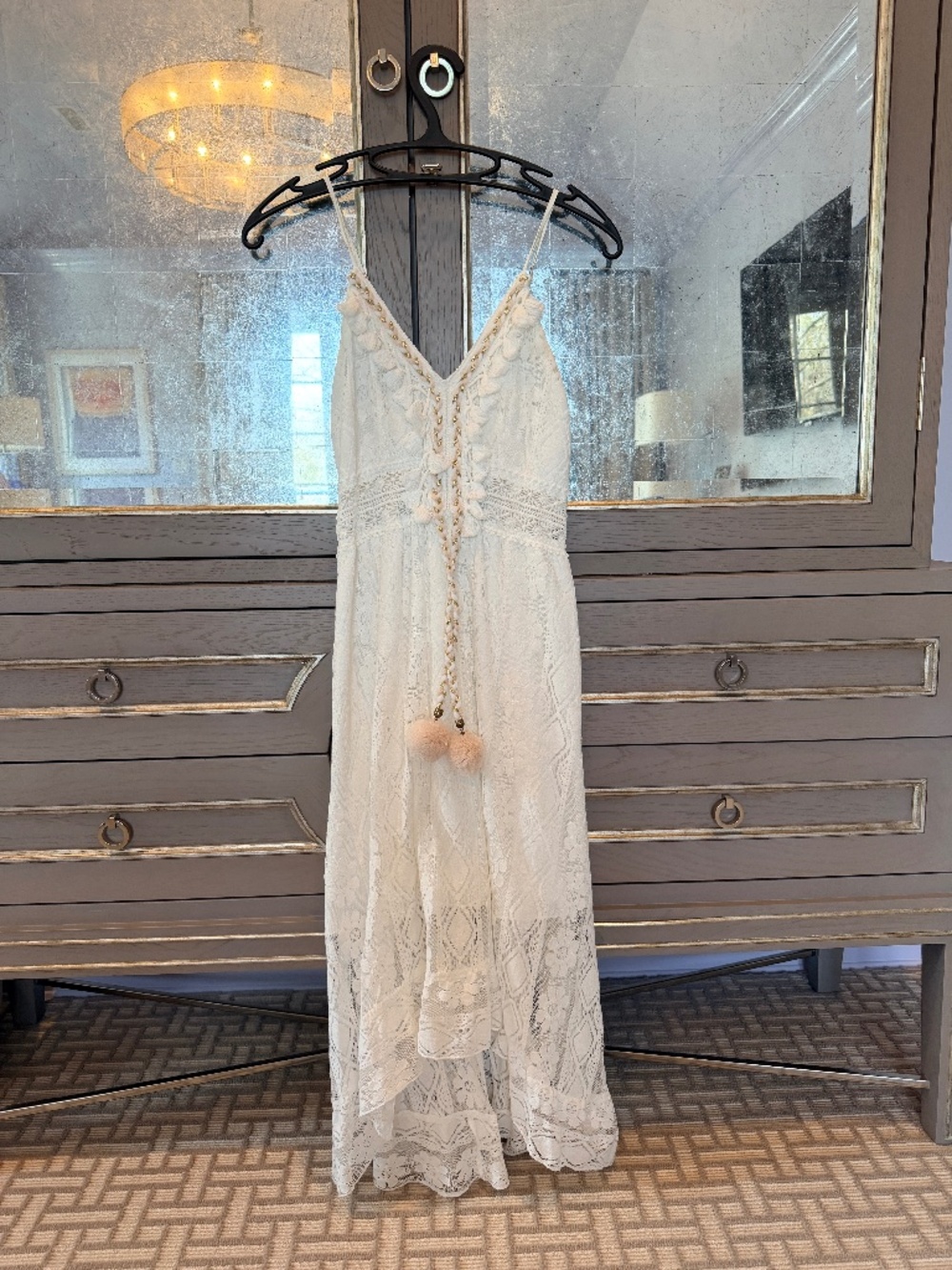 CUPSHE Dress Boho Lace Tassel Maxi Dress white XS